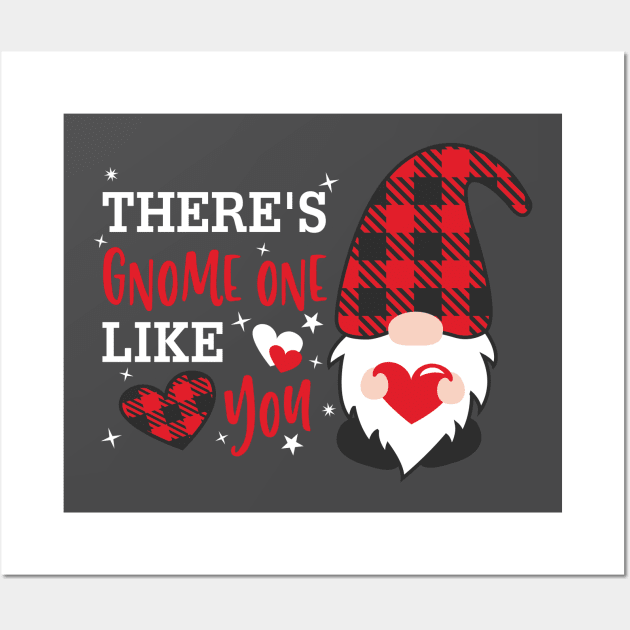 There's Gnome One Like you , Valentine's Day , Gnomes , Valentine Clipart, Valentine Gnomes ,Valentine Shirt Design, Plaid Wall Art by maliGnom